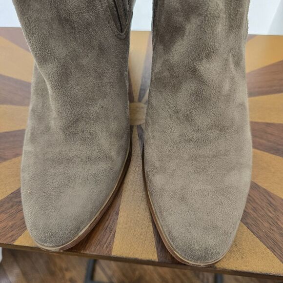 Nine West Mayley Block Heels Ankle Chelsea Boots Sz 8.5 Womens Stone Gray Taupe - Picture 15 of 16